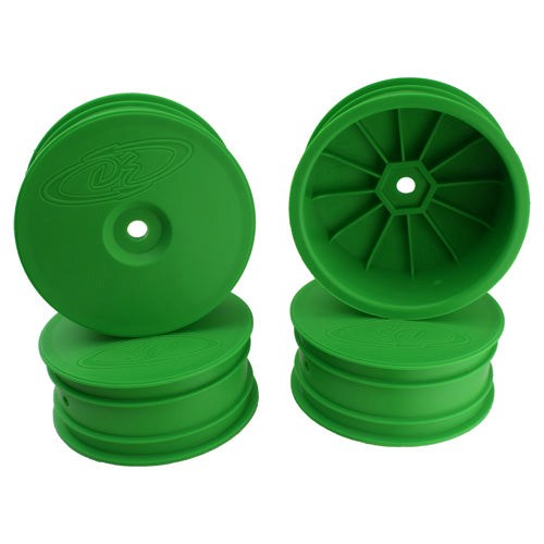 DE Racing DER-SB4-A4G Speedline Buggy Wheels for Associated B64 - B64D / TLR 22 3.0 - 4.0 / Front / GREEN / 4Pcs 2.2in