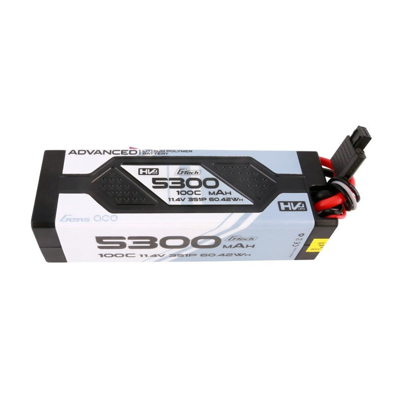 Gens Ace GA5300-3S100-HV-A Advanced 5300mAh 3S 100C 11.4V Lipo Battery Pack with EC5 Plug 374g 138x46x38mm