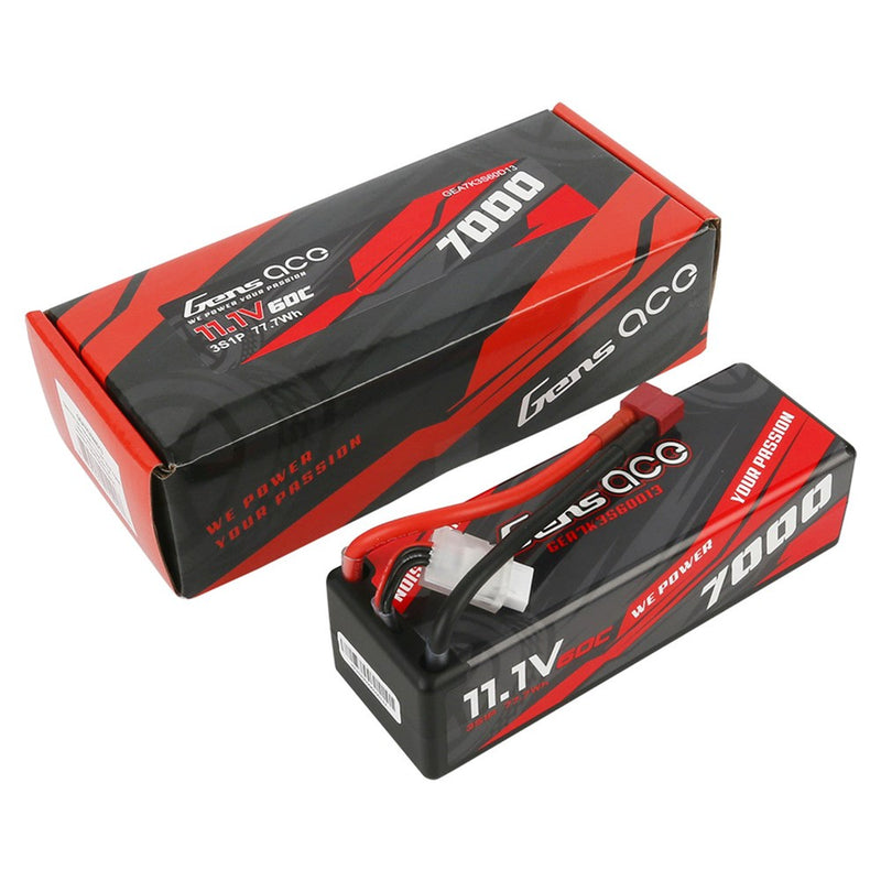 Gens Ace GA7000-3S60-HC 7000mAh 3S 11.1v 60C Hard Case Lipo Battery with EC5 Plug 138x47x38mm 463g