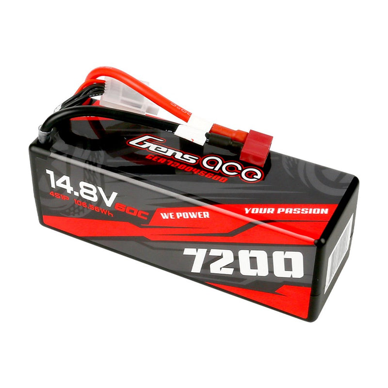 Gens Ace GA7200-4S60-HC 7200mAh 4S 14.8v 60C Hardcase Lipo Batterywith EC5 Plug 138x47x50mm 617g