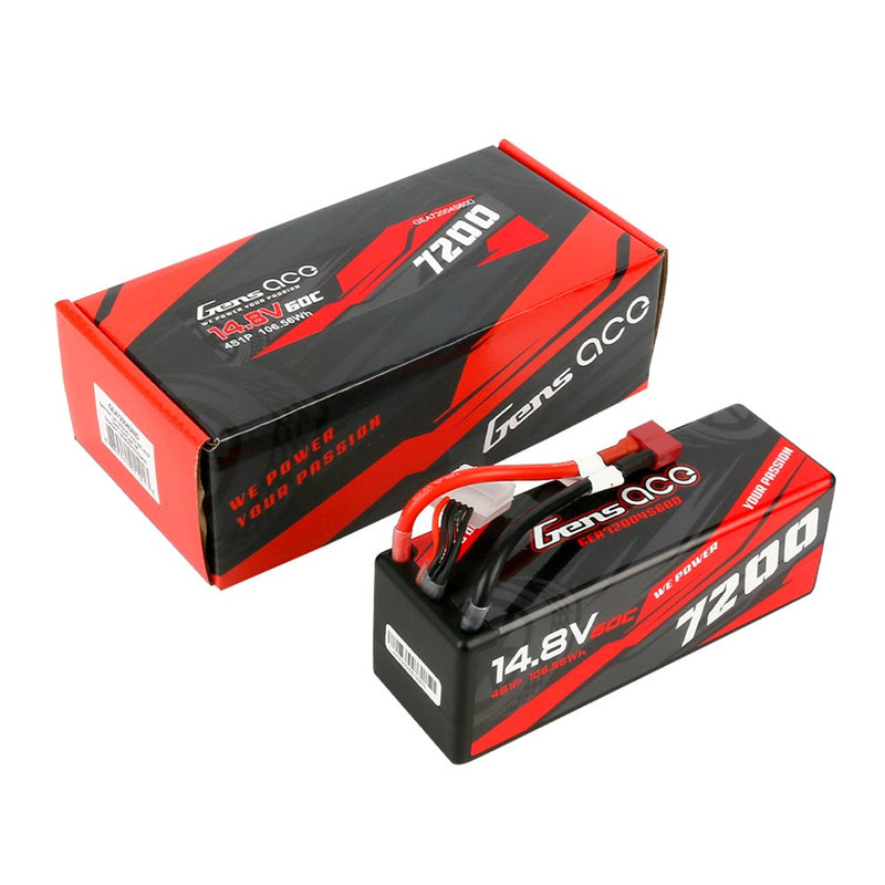 Gens Ace GA7200-4S60-HC 7200mAh 4S 14.8v 60C Hardcase Lipo Batterywith EC5 Plug 138x47x50mm 617g