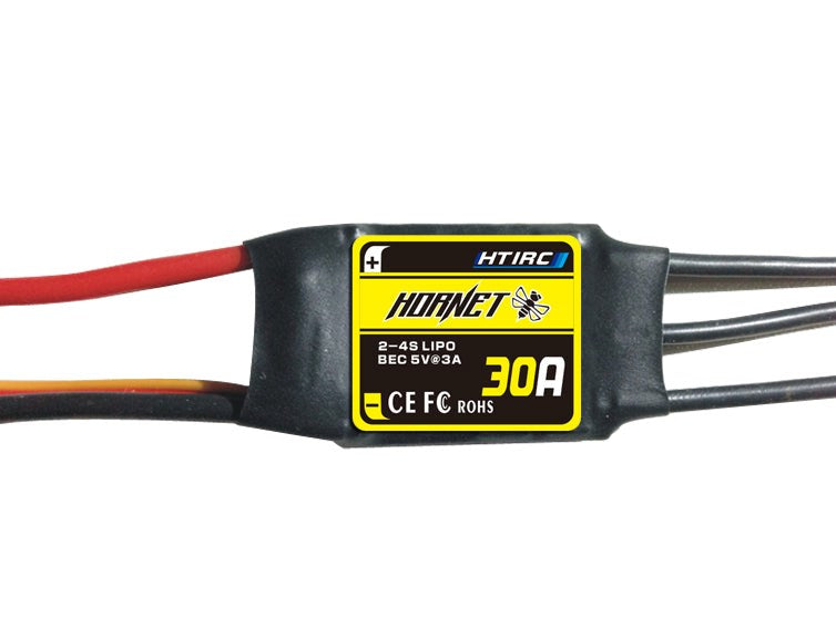 HTIRC HTI-H30-302401 H-30A. Hornet 30A. Aircraft Heli ESC. Burst 30A/40A 2-4LiPo 5-12NC BEC 5V/2A  By HTIRC 30x24x8.5mm 21g