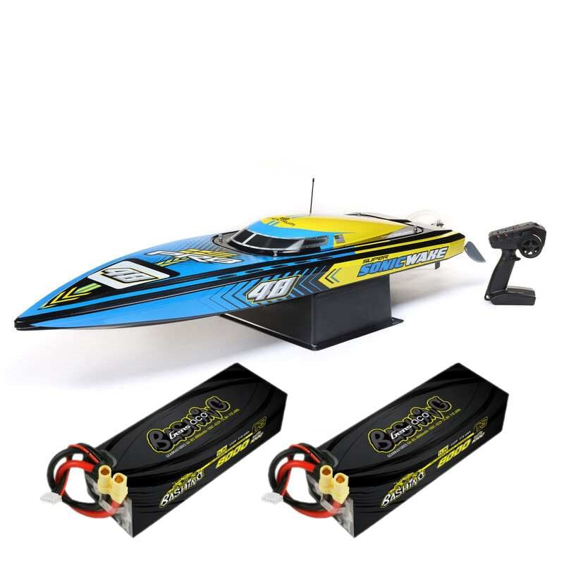 Proboat PRB08052+GA8000-4S100-PCV3x2 Super Sonicwake 48in 8S Self-Righting Brushless Deep-V RTR (8949819900141)