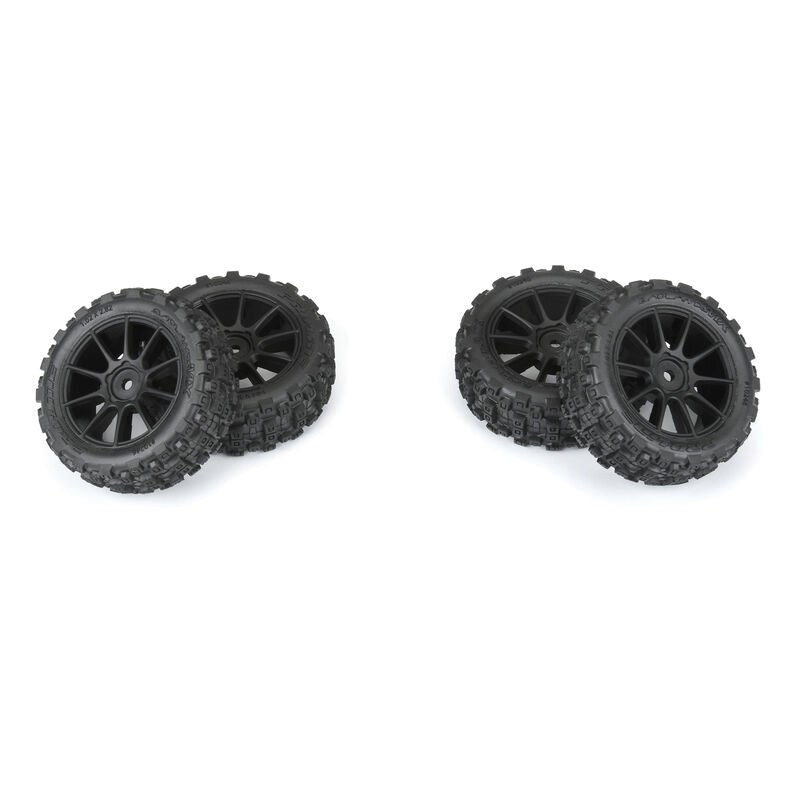Proline PRO1024610 Badlands MX 1.9" All-Terrain Buggy Tires (4) Mounted on Mach-10 Black 1.9" 12mm Hex Wheels for Typhon GROM 4x4 Front or Rear
