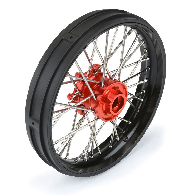 Proline PRO283600T2+PRO283700T2+PRO1022901+PRO1023001 1/4 Pro-Spec Aluminum V2 Bead Complete Bike F/R Wheel/MX33 Tire Combo Set Unmounted Black/Red: Promoto-MX