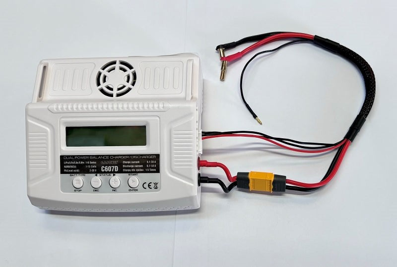 RC Pro RCP-BM042-3 4-5mm Stepped Bullet - XT60 Charge Lead 300mm long With 4mm Charger Adapter 2S Balance with 7pin XH Plug. Braided Wrap & Glued Heat Shrink