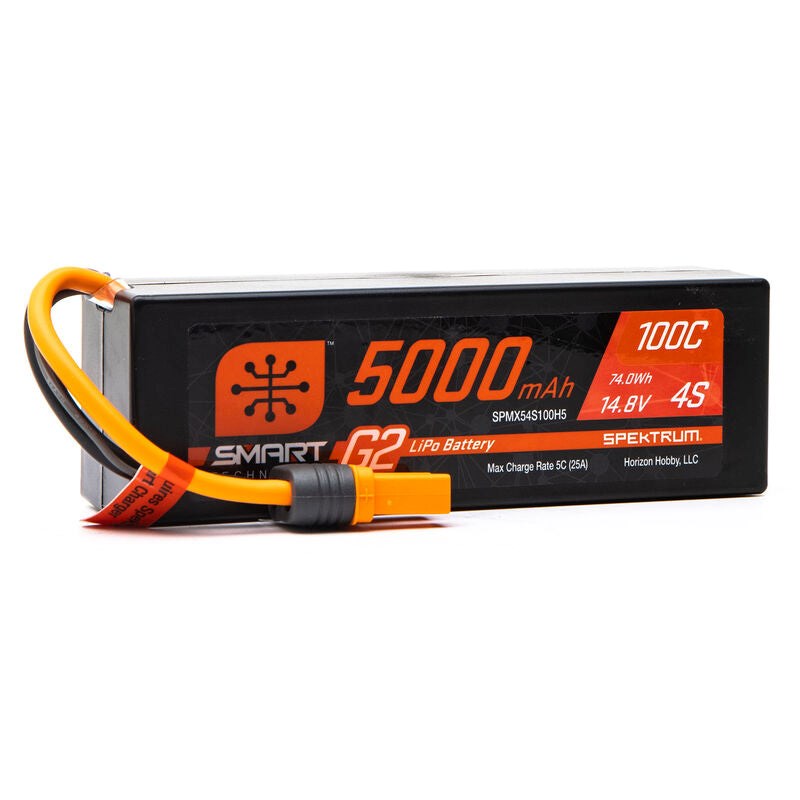 Spektrum SPMX54S100H5 5000mAh 4S 14.8V Smart G2 LiPo 100C IC5 Hardcase