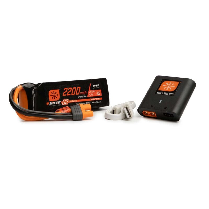 Spektrum SPMXPSA200 Smart G2 Air Powerstage Bundle  Includes S120 Charger and SPMX223S30  2200mAh 3S G2 Lipo Battery