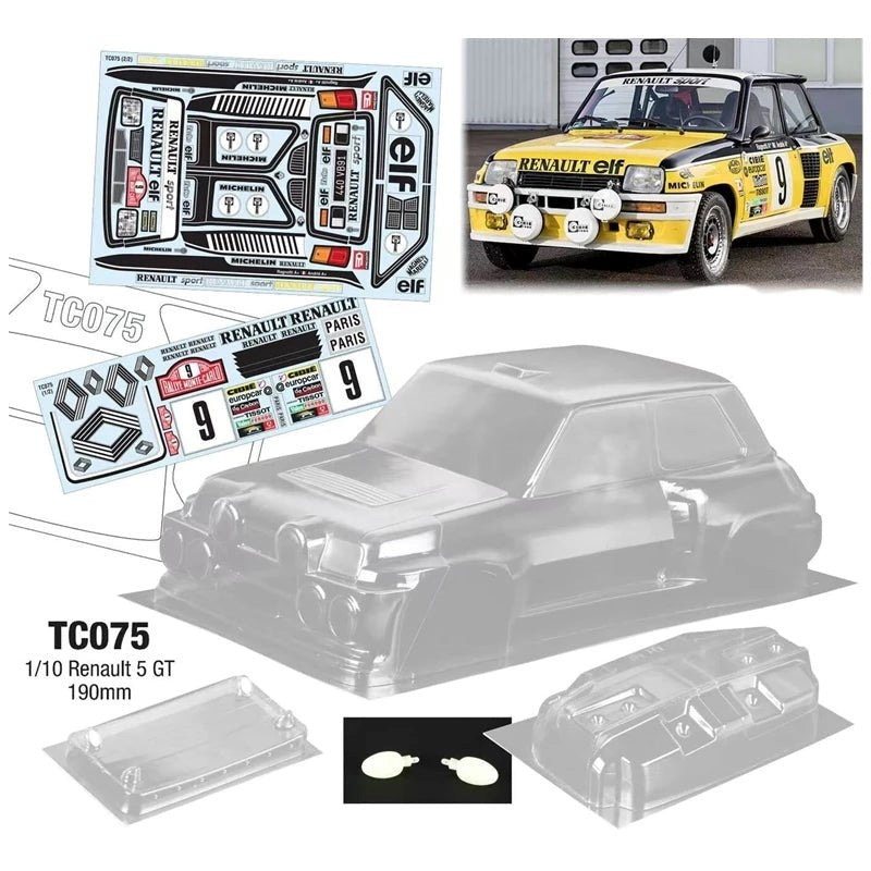 Team C TC075-E 1/10 RENAULT 5 GT Group b Rally 190mm Elf Decal Sheet