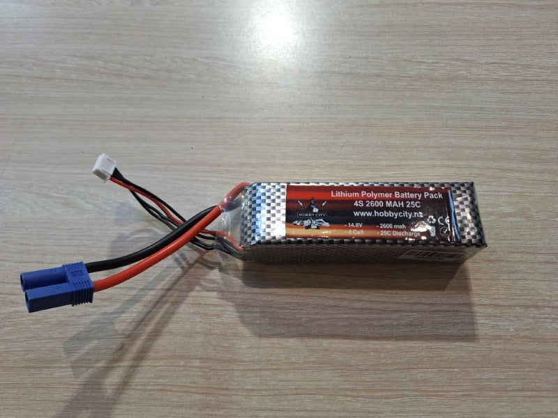 Helios 14.8V 4S 2600mah 25C Lipo Battery EC5 Plug