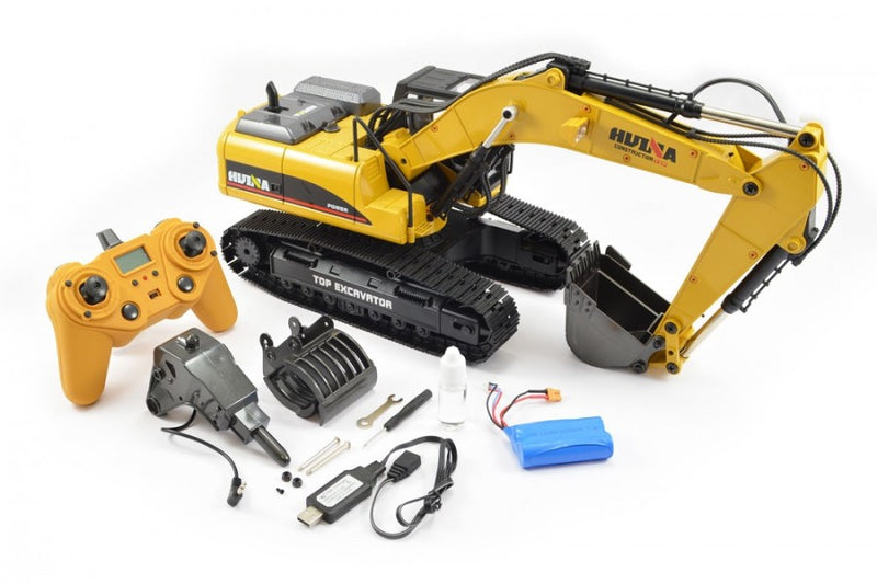 Huina 1580 V4 RC Excavator 23Ch 1/14 Scale 2020 Version w/gift case - Hobby City NZ (8347090026733)