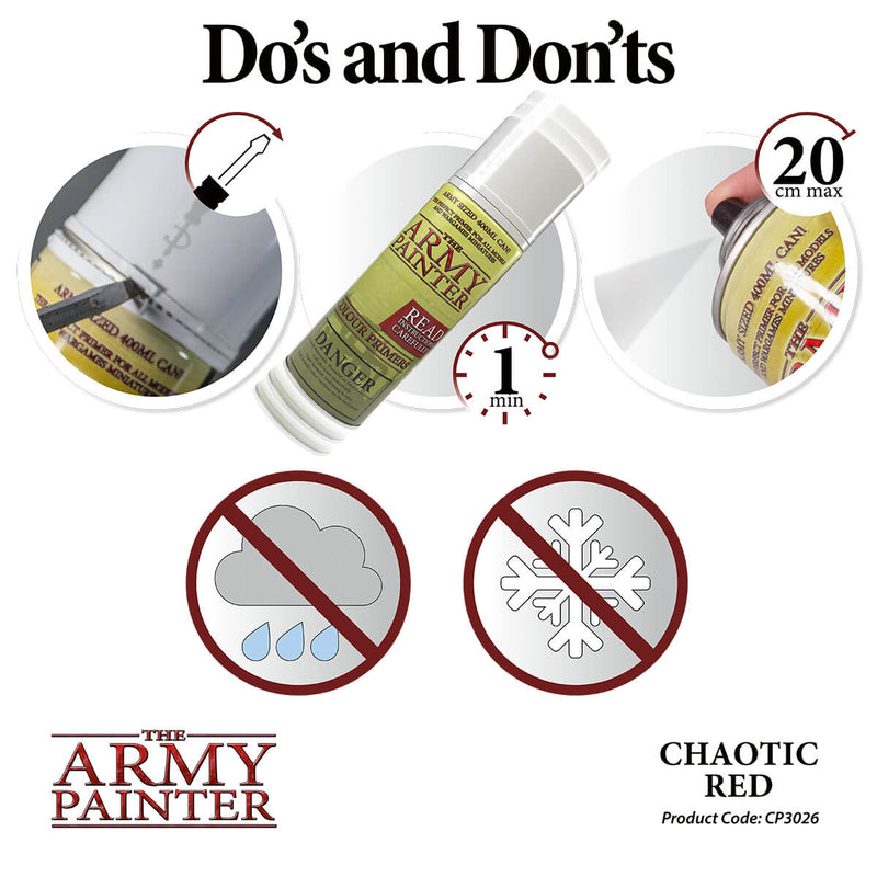 Army Painter CP3026 Colour Primer: Chaotic Red - Hobby City NZ (9004809748717)