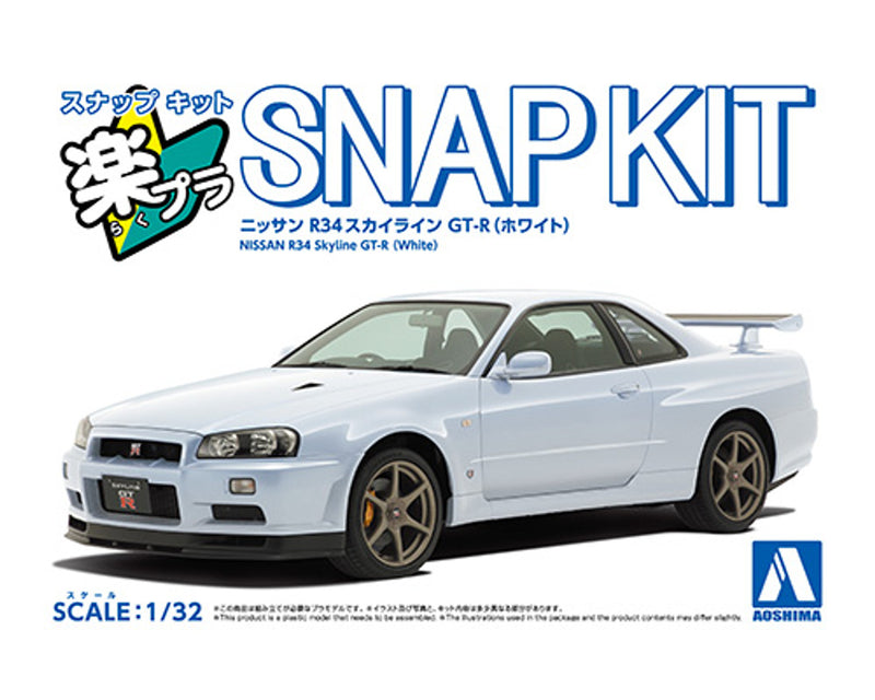 Aoshima 20045 1/32 NISSAN R34 GT-R(WHITE)