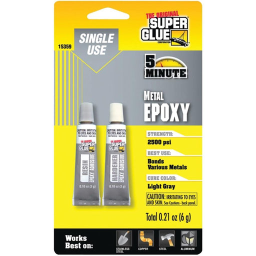 Super Glue 15359 5 Minute Metal Epoxy (Single Use) 6gm (7540446232813)