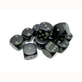Chessex Opaque 16mm d6 Black/green Dice Block (12 dice) - CHX25658