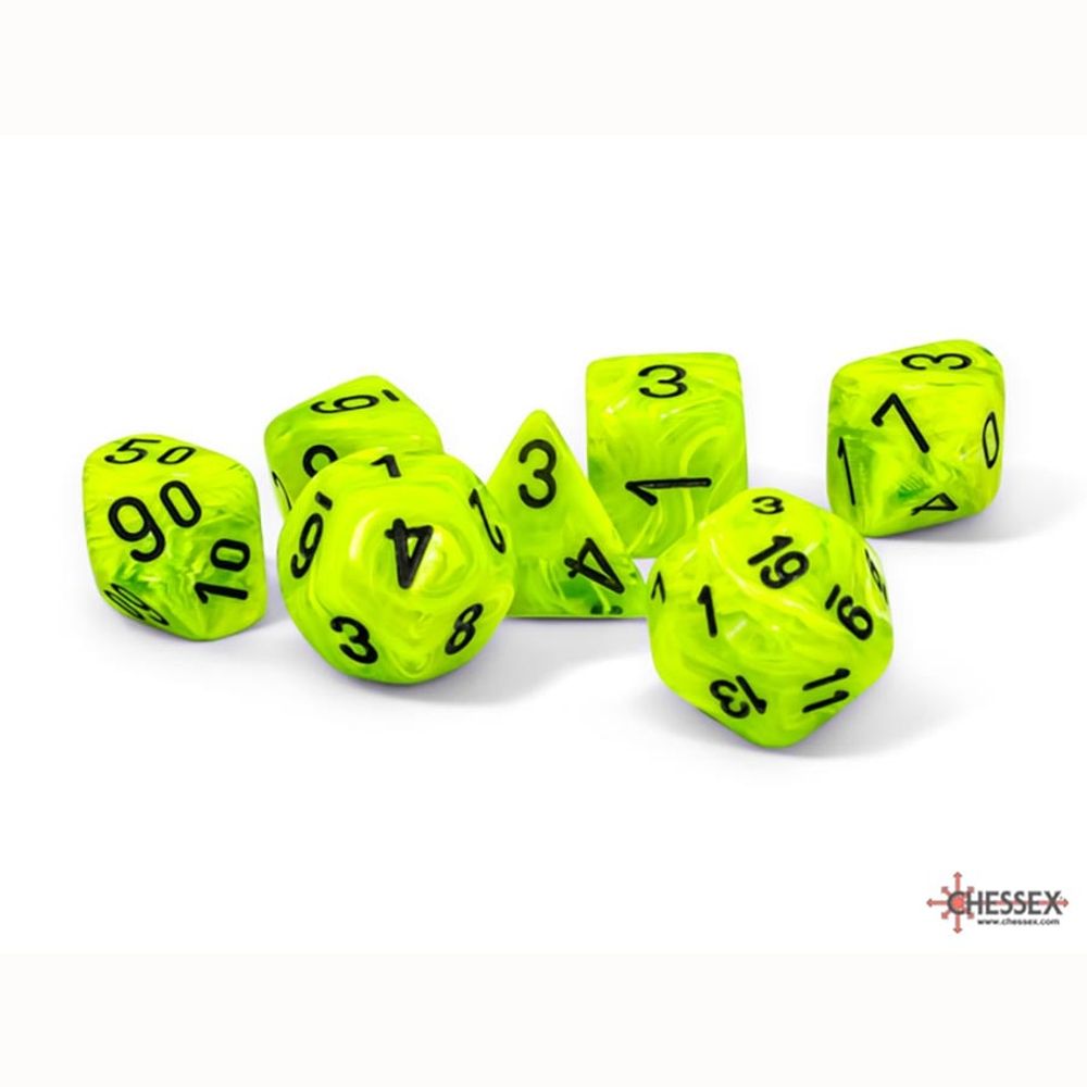 Chessex Vortex Mega-hedral Bright Green/Black 7-Die Dice Set