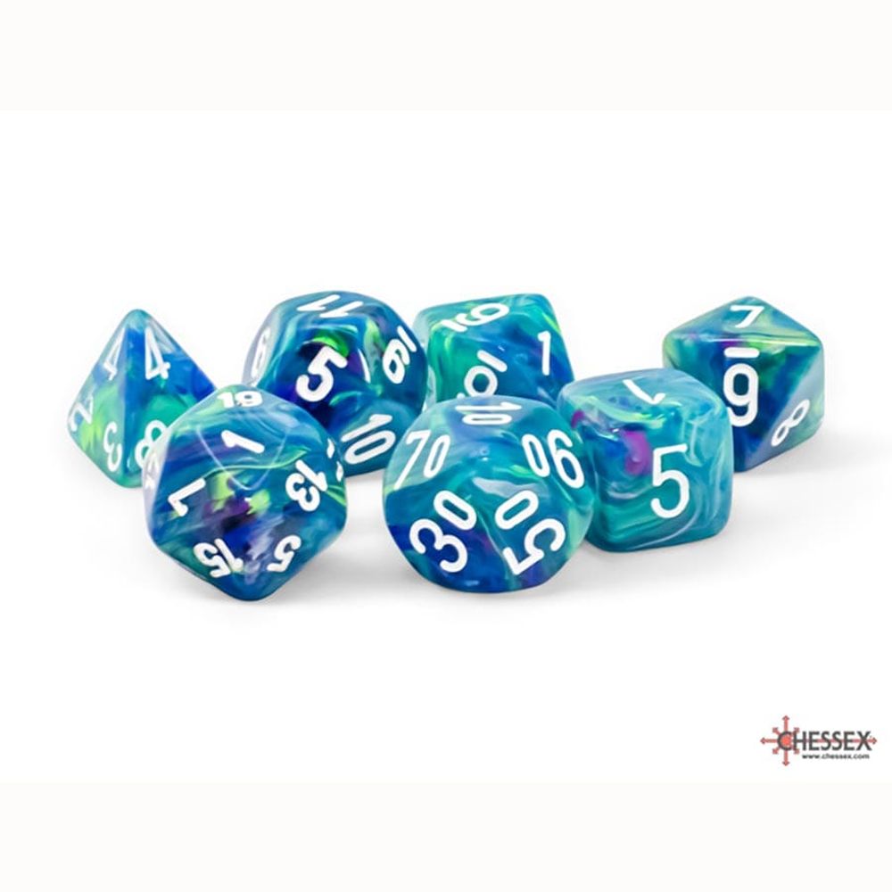 Chessex Festive Mega-hedral Waterlily/White 7-Die Dice Set