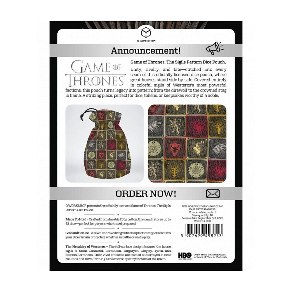 Q Workshop Game of Thrones The Sigils Dice Pouch (2)