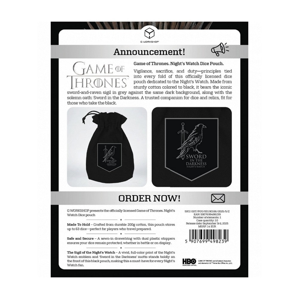 Q Workshop Game of Thrones Nights Watch Dice Pouch (2)