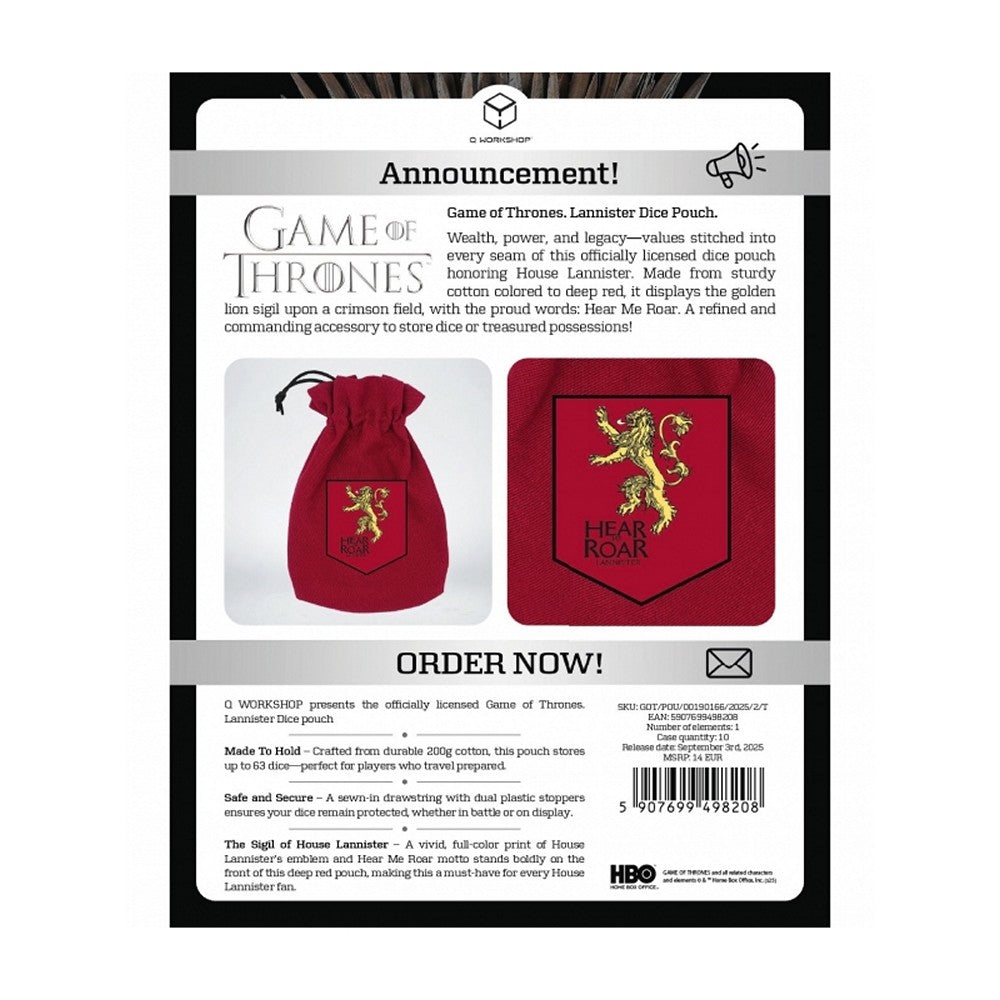 Q Workshop Game of Thrones Lannister Dice Pouch (2)