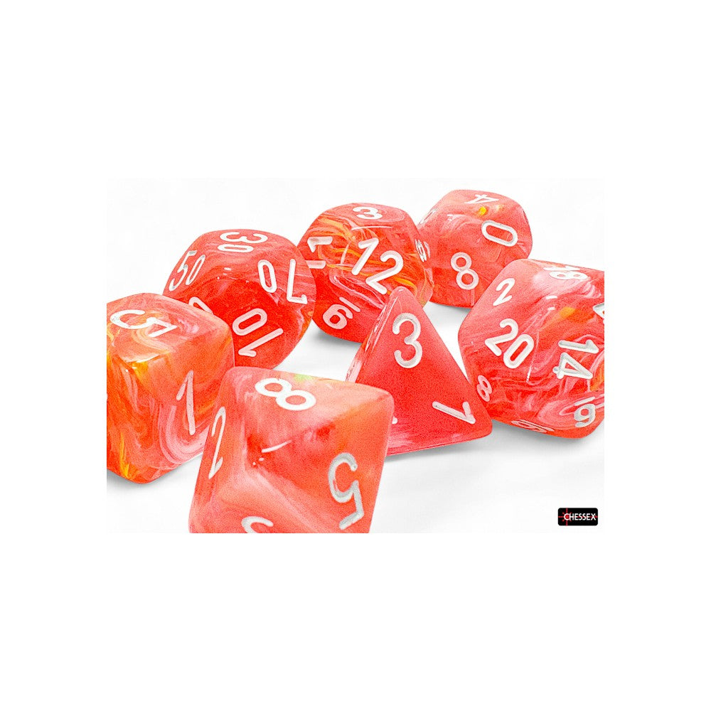 Chessex Festive Mega-hedral Dahlia/White Luminary Dice Set