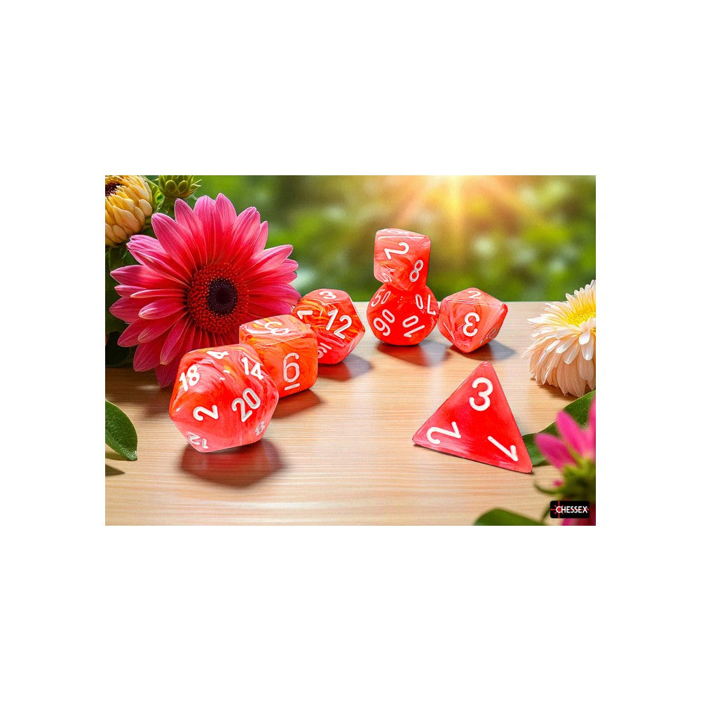 Chessex Festive Mega-hedral Dahlia/White Luminary Dice Set (2)