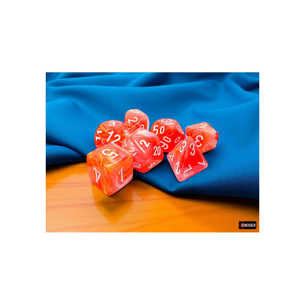Chessex Festive Mega-hedral Dahlia/White Luminary Dice Set (3)
