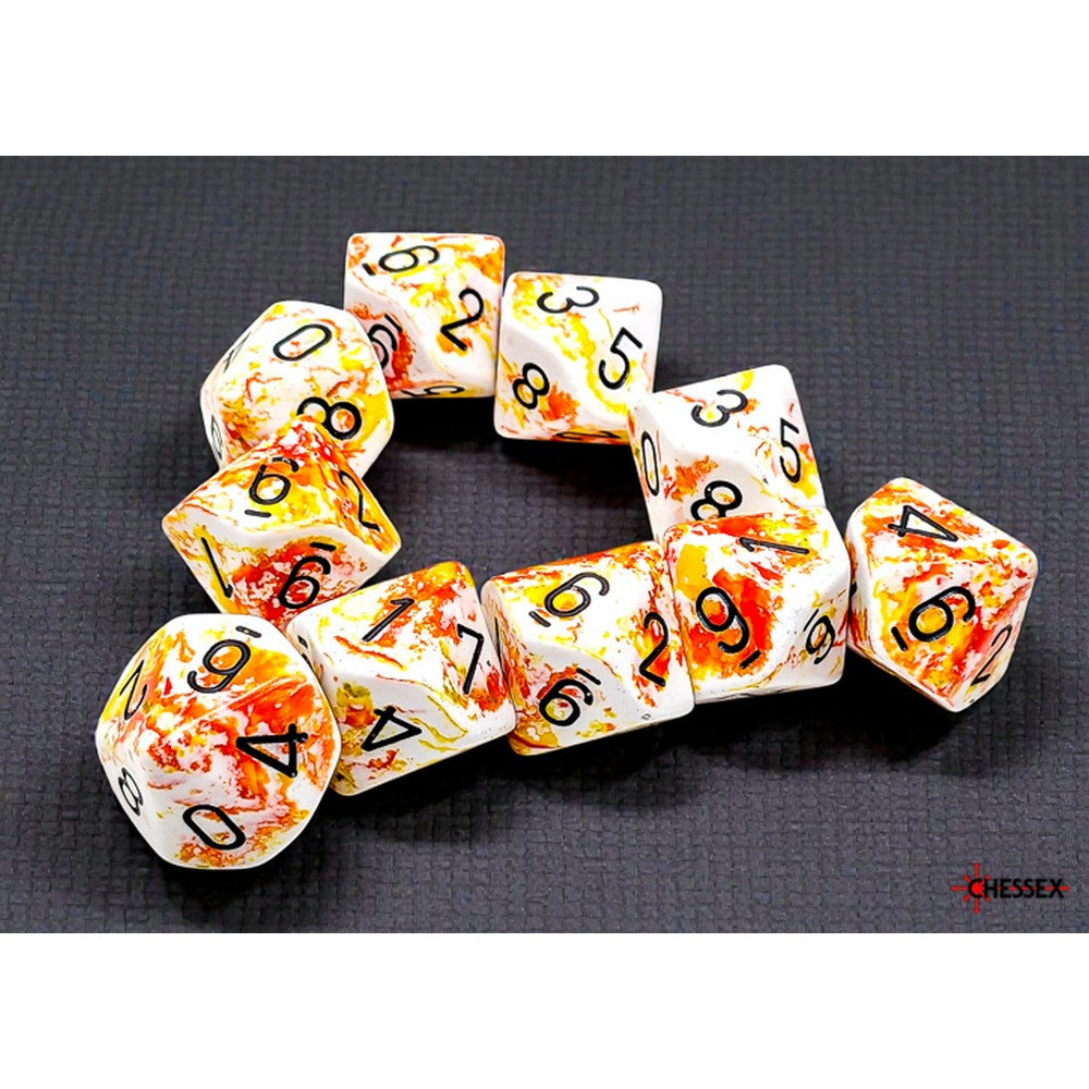 Chessex Brush Sunrise/Black Ten d10s Dice Set (2)
