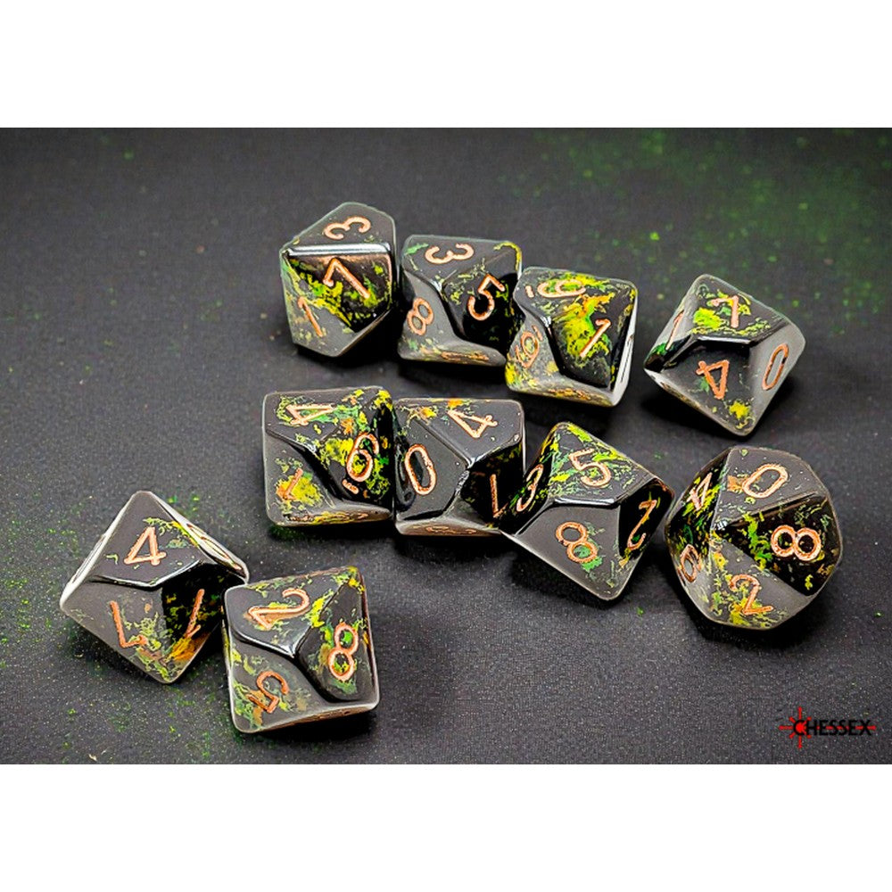 Chessex Brush Deep Forest/Gold Ten d10 Dice Set (2)