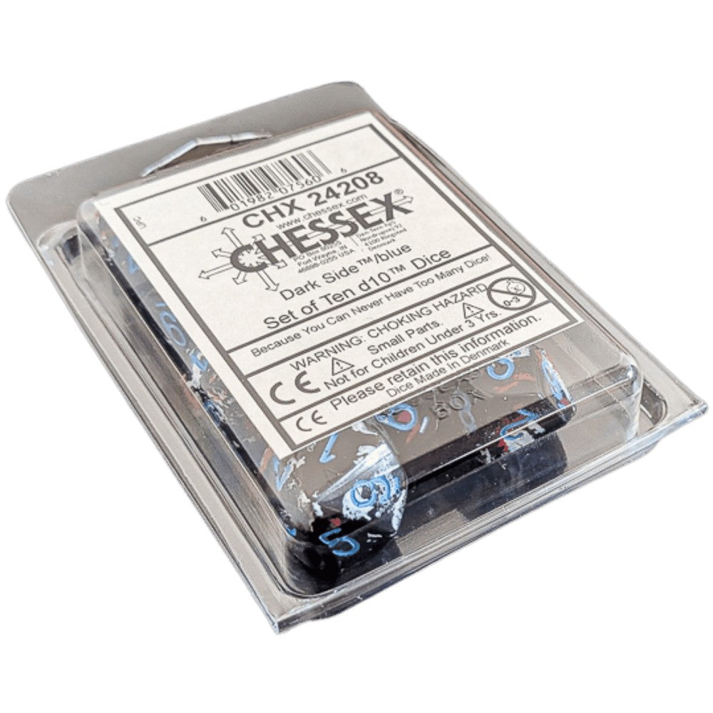 Chessex Dark Side/Blue Set of Ten D10s Dice Set