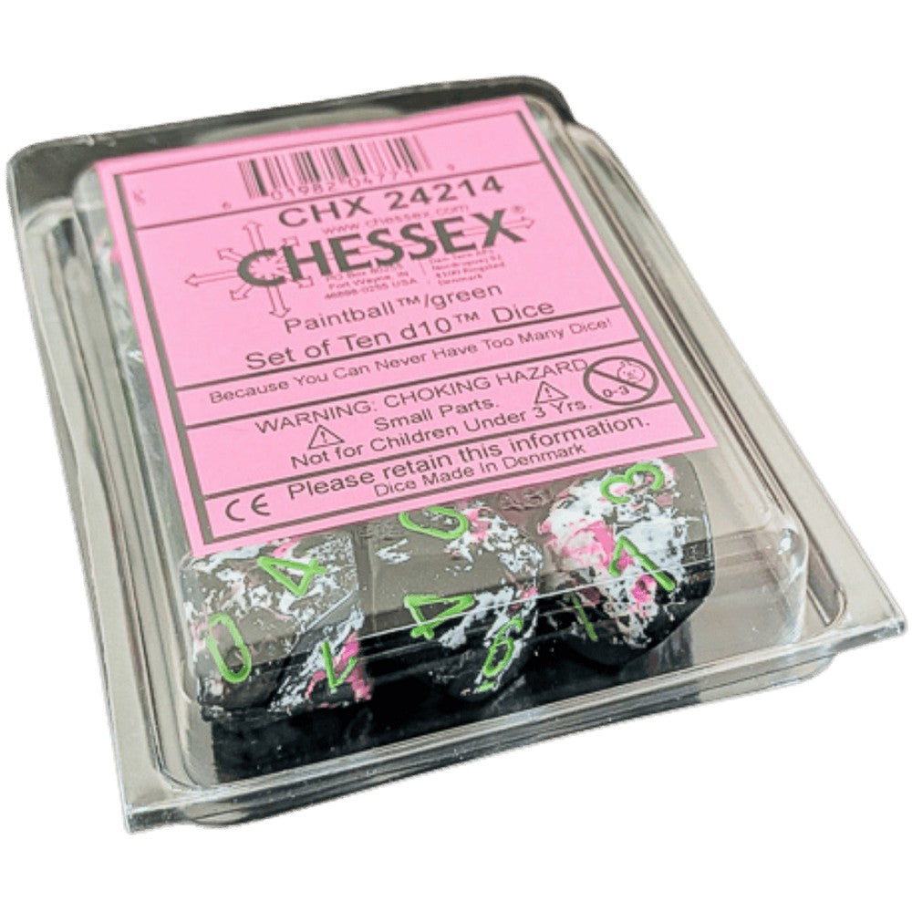 Chessex Brush Paintball/Green Ten d10s Dice Set