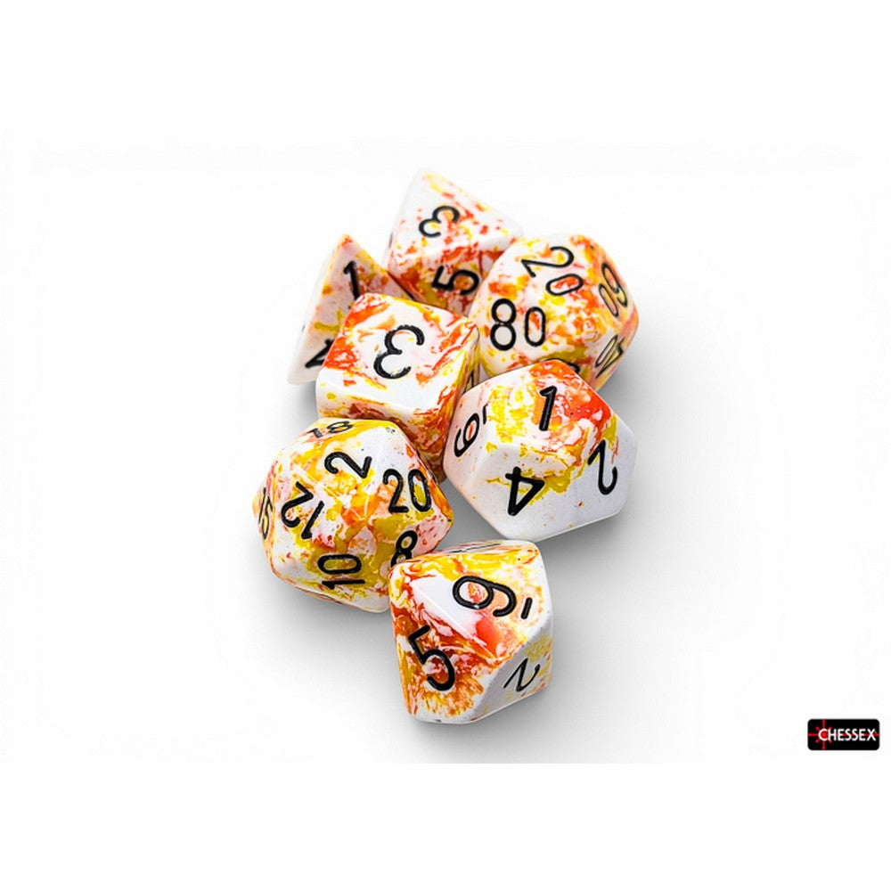 Chessex Brush Polyhedral Sunrise/black 7-Die Set - CHX24403