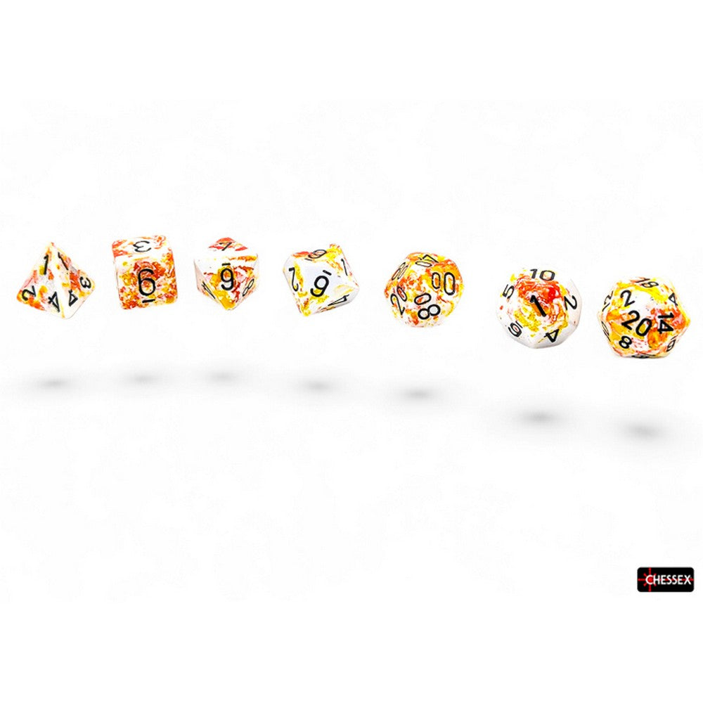 Chessex Brush Polyhedral Sunrise/black 7-Die Set - CHX24403