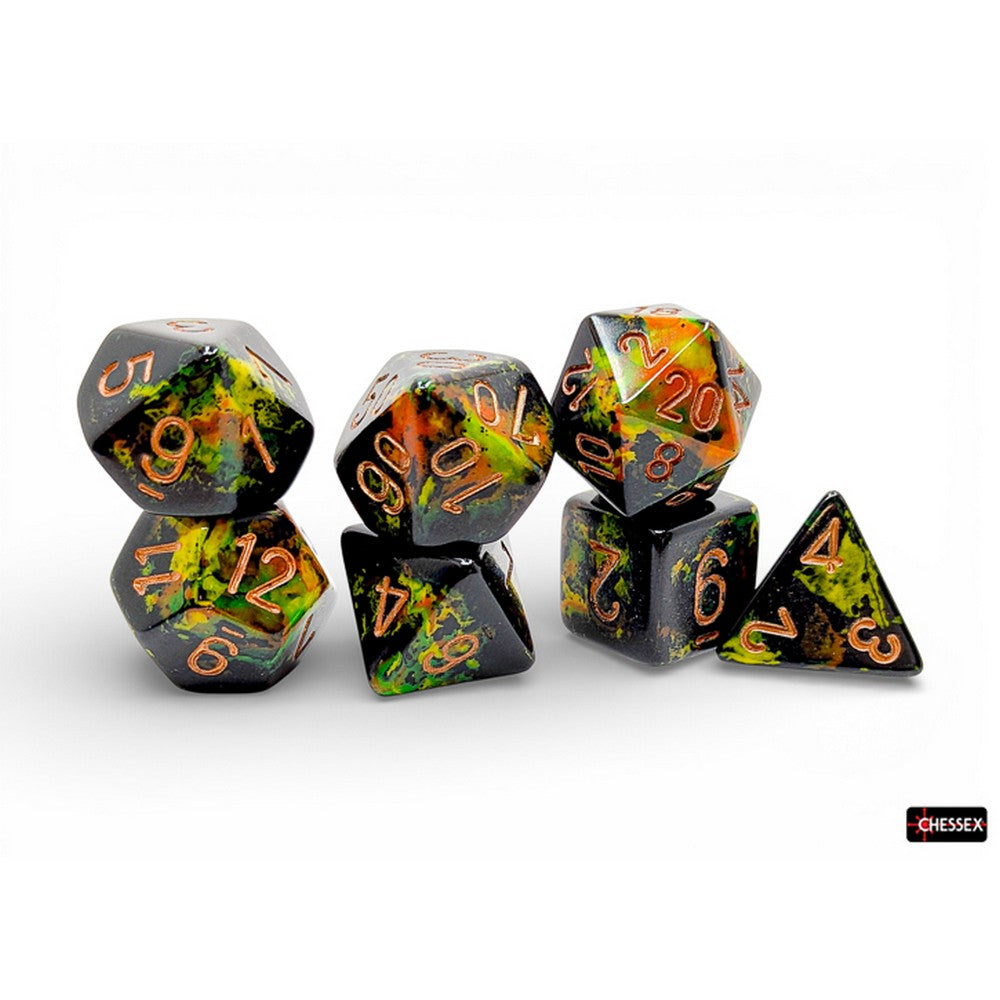 Chessex Brush Polyhedral Deep Forest/gold 7-Die Set - CHX24405