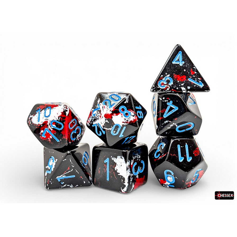 Chessex Brush Polyhedral Dark Side/blue 7-Die Set - CHX24408