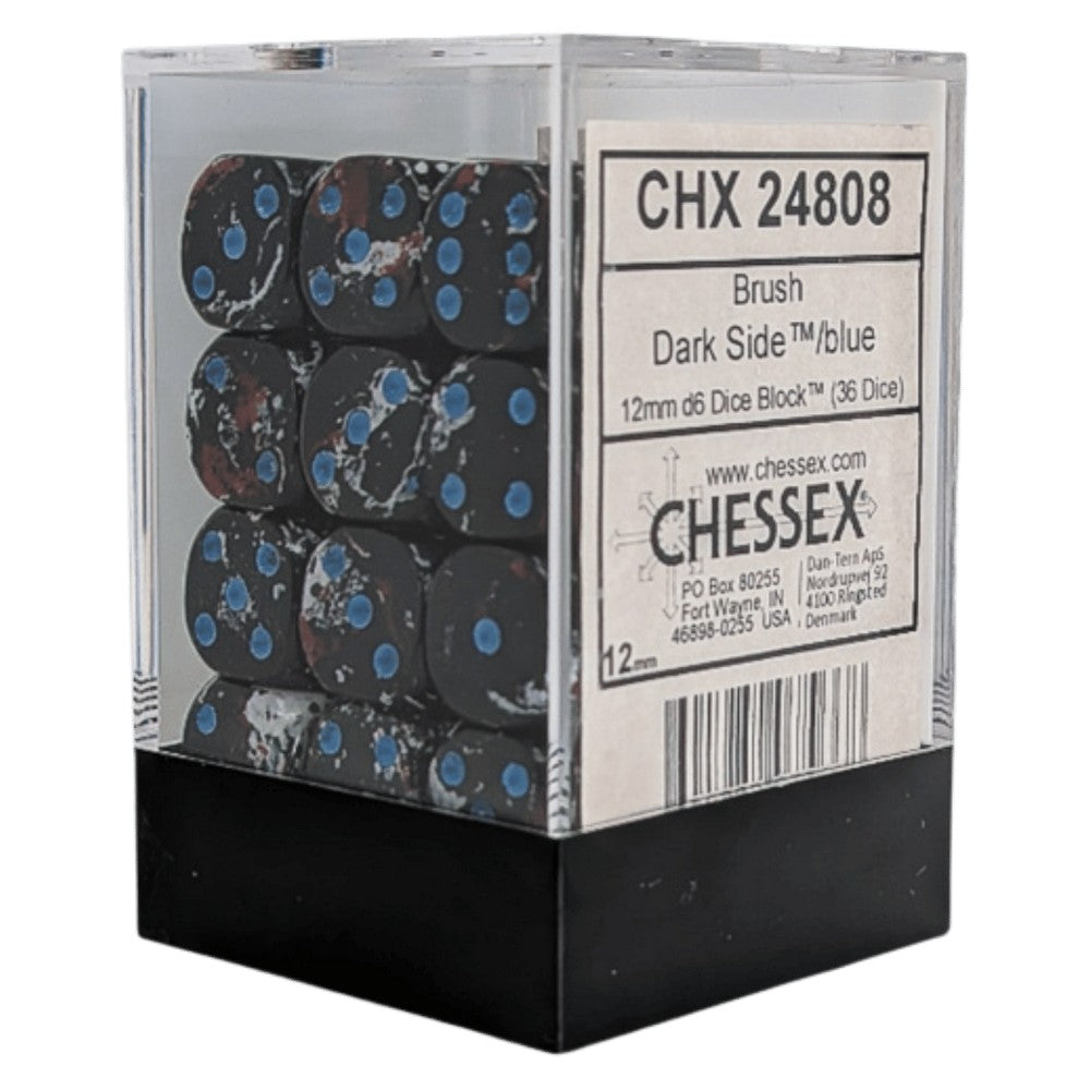 Chessex Brush Dark Side/Blue 12mm d6 Block (36) Dice