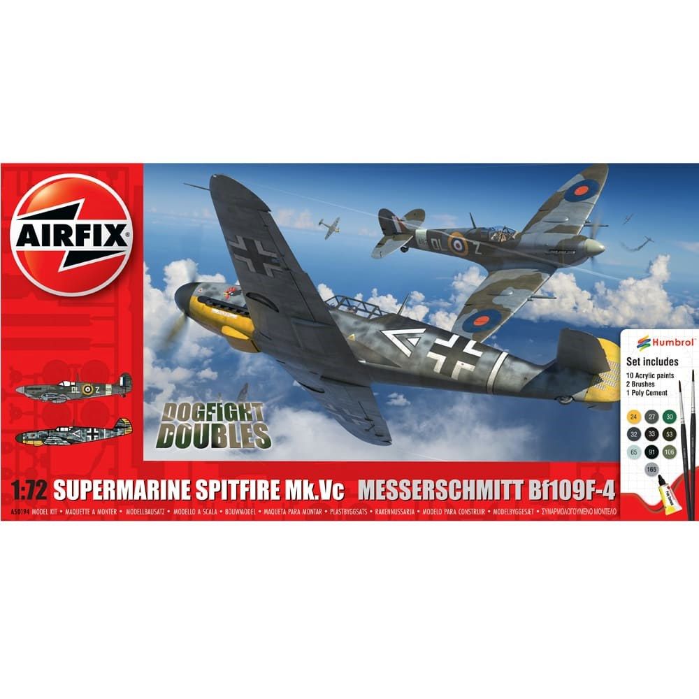 Airfix Supermarine Spitfire Mk.Vc vs Bf109F-4 Dogfight Doubles Aircraft Kit 1/72 Scale