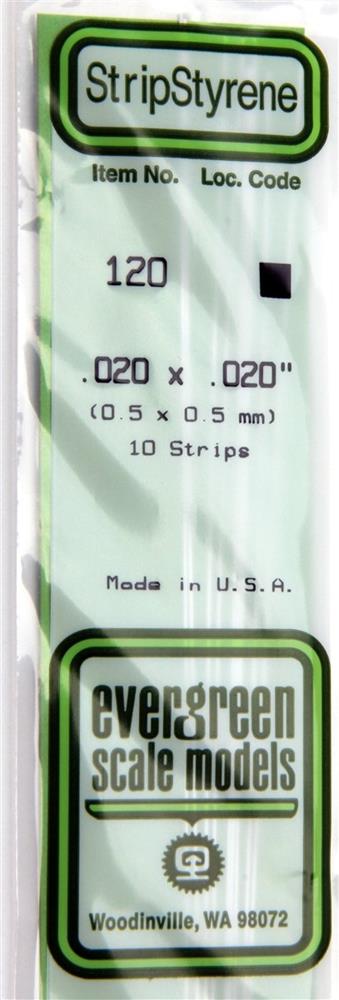 Evergreen 120 Styrene Strip (0.020 X 0.020 X 14") - 10 pieces