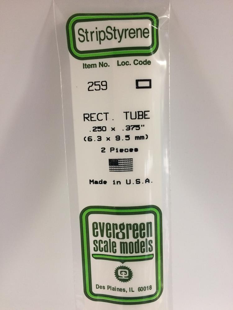 Evergreen 259 Styrene Rectangular Tubing (0.250 X 0.375 X 14") - 2 pieces