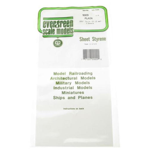 Evergreen 9009 Styrene White Sheet (0.005 X 6 X 12") - 3 pieces (10908979271)