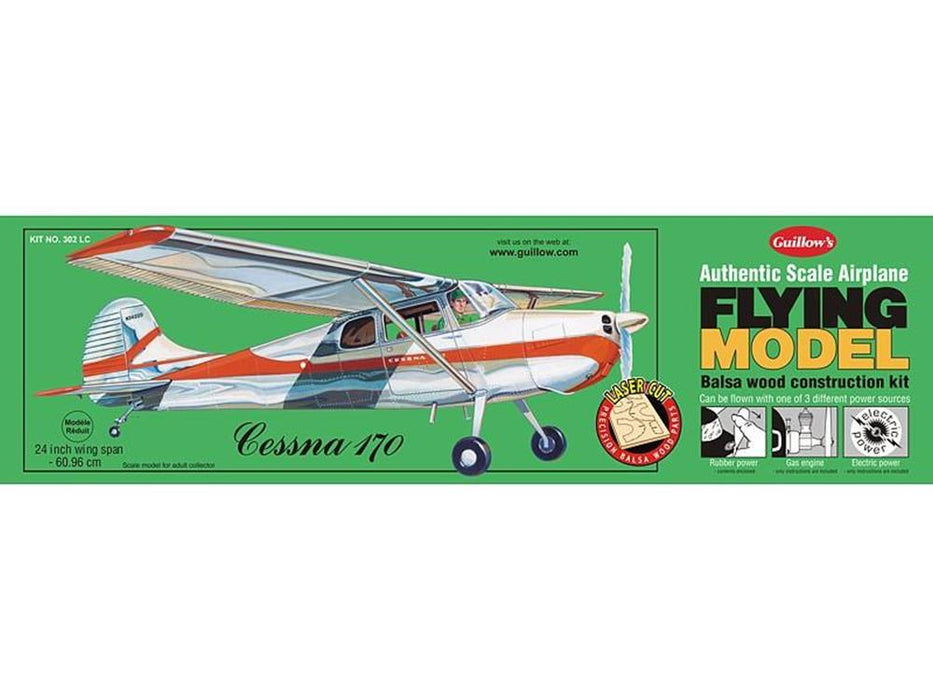 Guillows #302LC 1/18 Cessna 170 - Balsa Flying Kit (8324595974381)