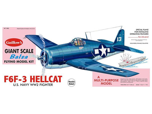 Guillows #1005 1/16 F6F-3 Hellcat - Balsa Flying Kit (7654601621741)