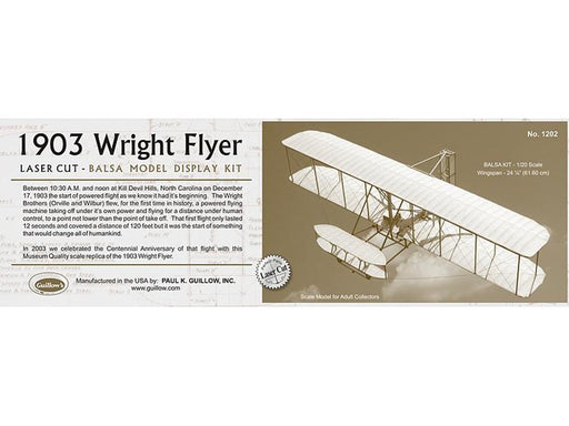 Guillows #1202 1/20 1903 Wright Flyer - Balsa Display Kit (8324596400365)