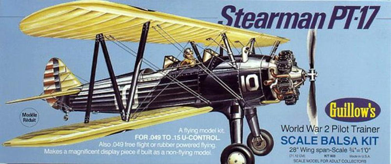 Guillows #803 1/16 Stearman PT-17 - Balsa Flying Kit - Hobby City NZ (7854881997037)