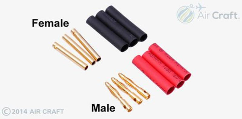 Hyperion HP-CONN-20L-03M 2.0mm Long Gold Connectors (3 Male)