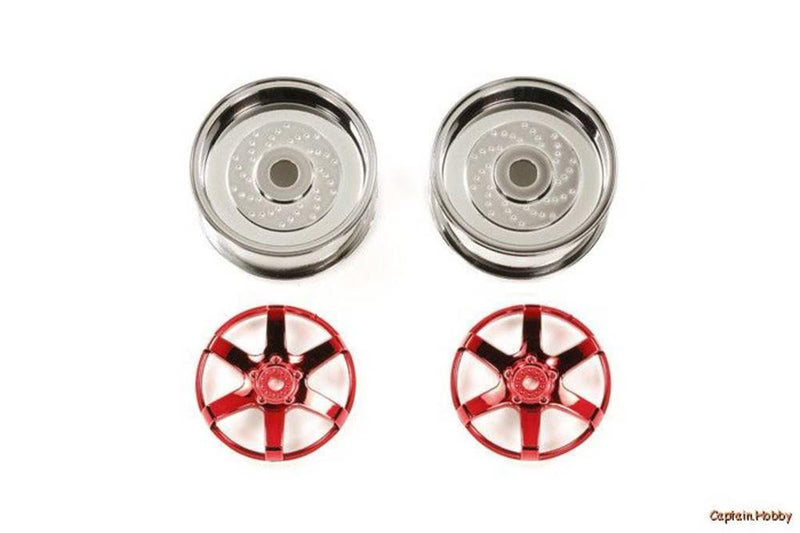Tamiya 54553 2pc 6 SPOKE RED WHEEL 26mm OFF+6