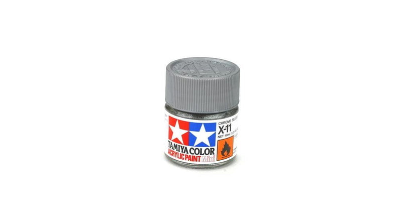 Tamiya 81511 X-11 Gloss Chrome Silver Acrylic Mini Pottle 10ml