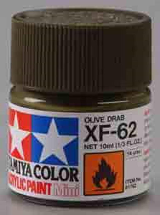 Tamiya 81762 XF-62 Flat Olive Drab Acrylic Mini Pottle 10ml (7540560232685)