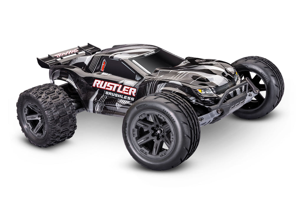 Traxxas Rustler 2WD HD VX3 RC Stadium Truck 1/10 - Black, 3/4 front view