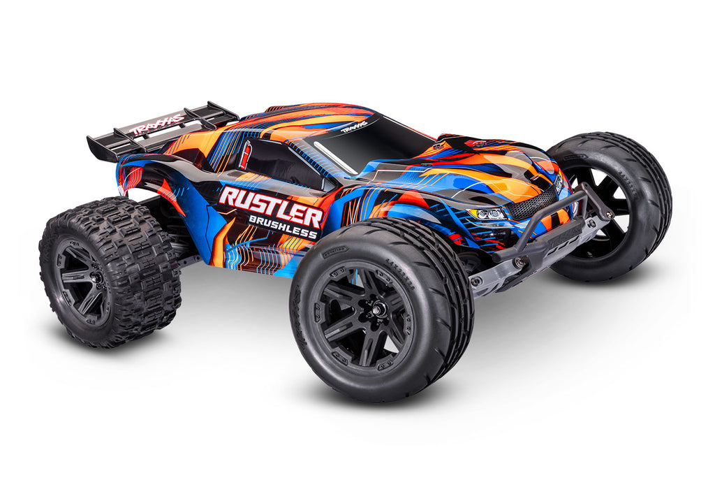 Traxxas Rustler 2WD HD VX3 RC Stadium Truck 1/10 - Orange, 3/4 front view